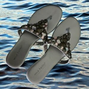 💖 Mila Paoli Silver and Crystal Embellished Sandals 💖